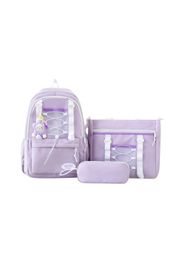 Lyle Öğrenci Sırt Çantası Büyük Kapasiteli 3 Parçalı Set Mor