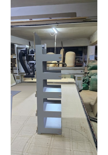 5 Gözlü, Geçmeli Mdf Lam Raf Standı - 35x110x28 Cm - Demonte, Kol