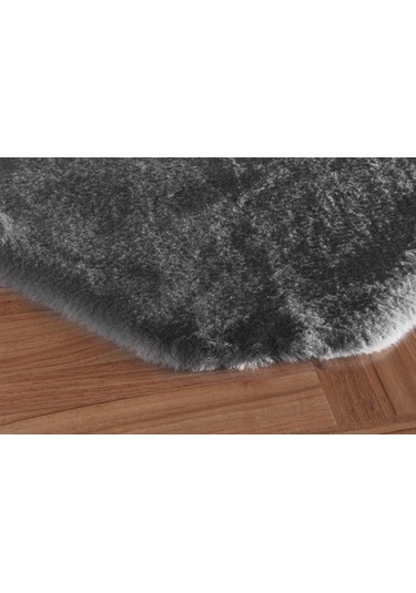 Jassrug Tavşan Tüyü Kürk Post Halı 100x140 Antrasit Antrasit