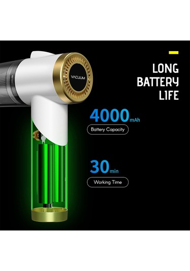 Padalink El Tutan Akıllı Süpürge: Kollapslanabilir Kablosuz, 9000pa Emme Gücü, Led Işık, 120ml Toplayıcı, Ev/araba/ofis Temizliği Siyah