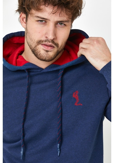 Polostate Erkek İskelet Nakışlı 3 İplik Sweatshirt İndigo