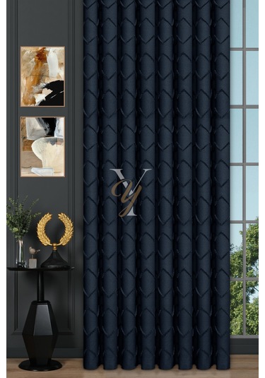 Jakar Kesme Fon Perde Ezgi V-6009 Lacivert Lacivert