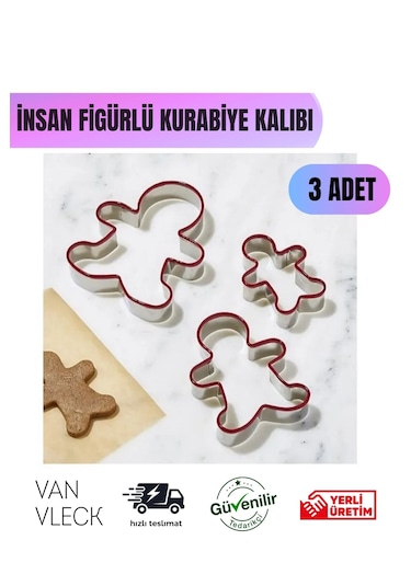 İnsan Figürlü Kurabiye Kalıbı Zencefilli Adam Şekilli Metal