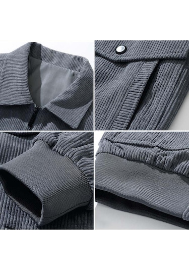 Pasifix Sonbahar ve Kış Gündelik Ceket Vintage Kadife Yaka Ceket 001