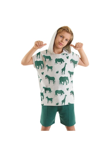 Denokids Mshb&g Animals Erkek Çocuk T-shirt Şort Takım Çok Renkli
