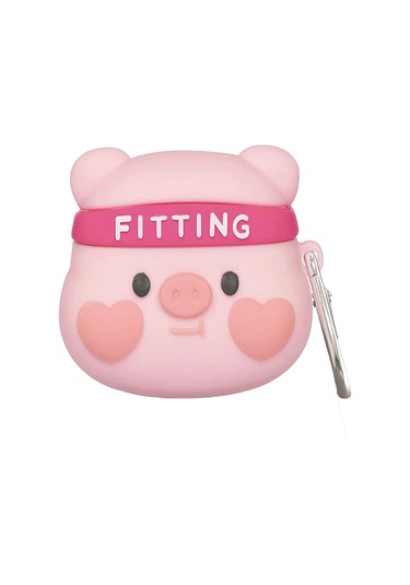 Bipower Airpods 1-2 Uyumlu Kılıf Fit Domuzcuk Pembe