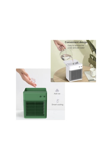 Samdoo Yeşil Mini Usb Soğutucu Fan - 3'ü 1'de: Soğutma, Nemlendirme Ve Temizleme - Taşınabilir, Dahili Pil, 3 Hız Seviyesi