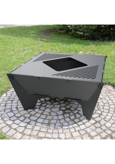 Portatif Ateş Çukuru Izgaralı Bahçeniz İçin Dekoratif Siyah