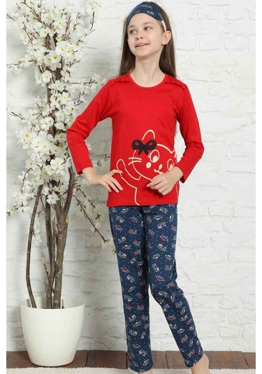 Alimer Kız Çocuk Bisiklet Yaka Uzun Kollu Pijama Takım Edy5157Uy