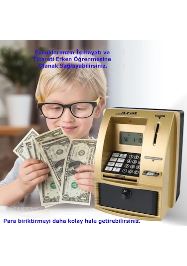 Monozone Şifreli Kumbara Atm Şekilli Eğitici Hesap Makinesi  Sesli