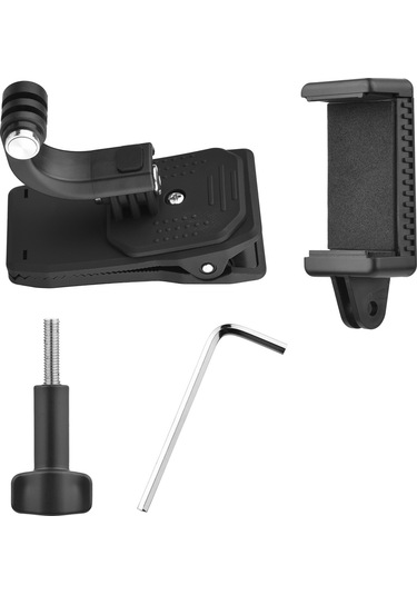 Yifomall Siyah Plastik Sırt Çantası Klipli Telefon Tutucu Seti - 5.5-9cm Ayarlanabilir Genişlik, 360 Döner, Dış Etkinlikler İçin Stüdyo Kalitesi Video Kaydı