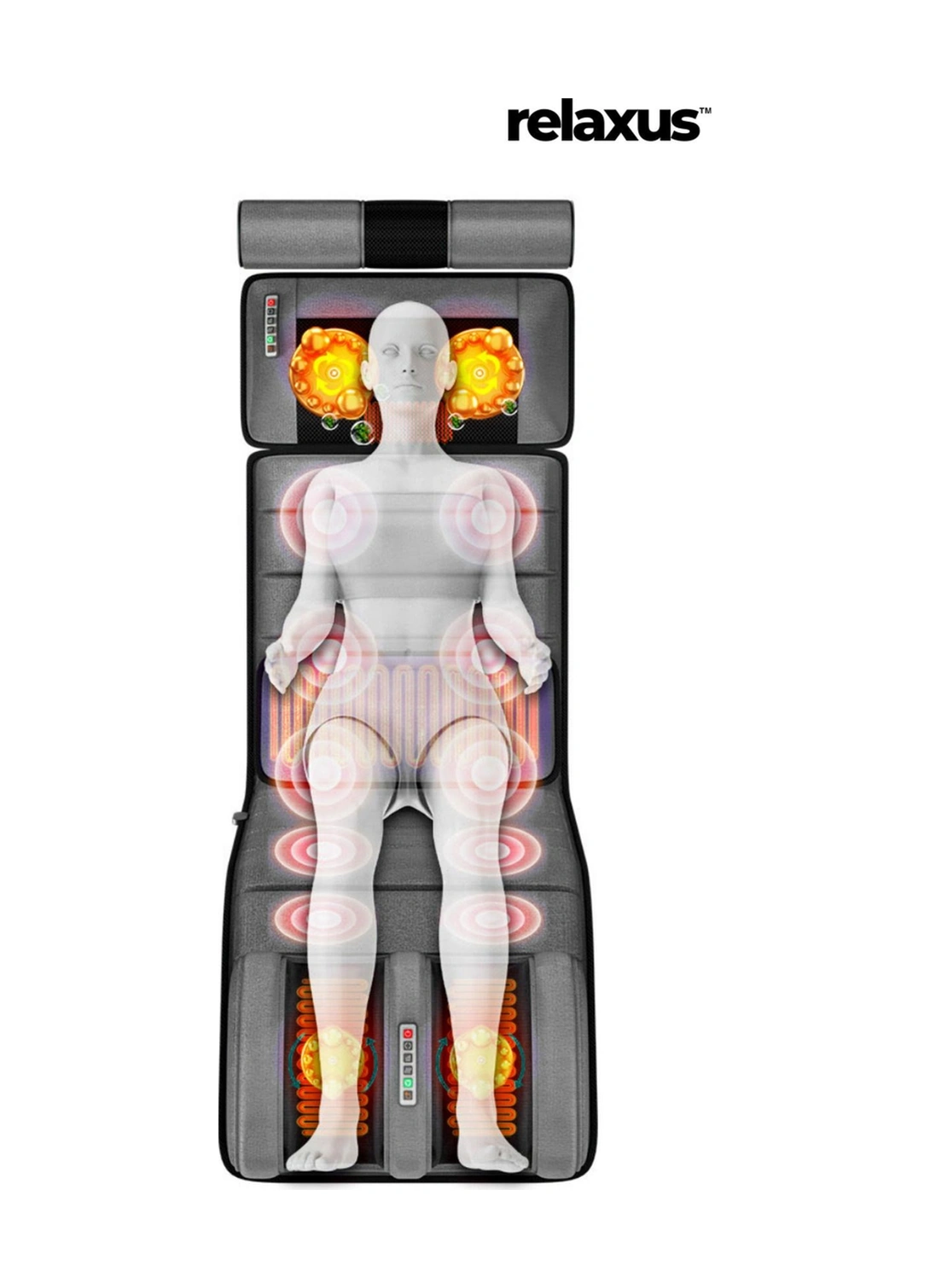 Rlx20-2 Katlanabilir Elektrikli Tam Vücut Isıtmalı Masaj Yatağı Boyun Masaj Cihazı Ayak Masaj Cihazı Gri