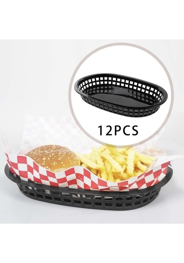 Pazly Suntek Siyah Sepeti Restoran Oval Food Fast Adet 12 Tj Siyah