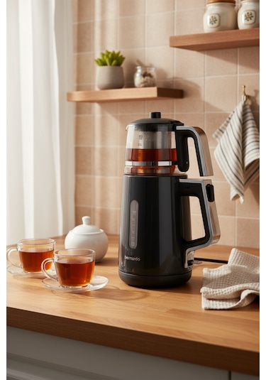 Bernardo Venedik Cam Demlikli Çay Makinesi Gri