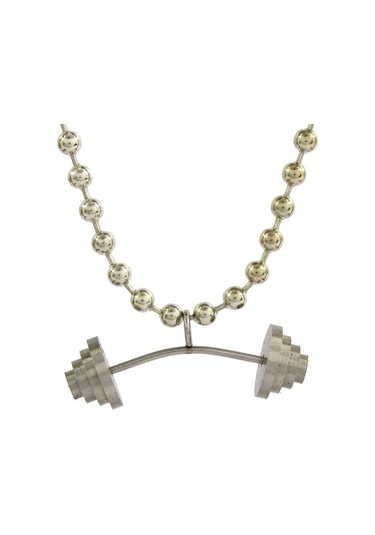 Ağırlık Halter Zincirli Erkek Çelik Kolye 3 Boyutlu Dck02 Beyaz