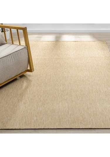 Düz Jüt Görünümlü Hasır Dokulu Modern Halı - L663bjbo Bej