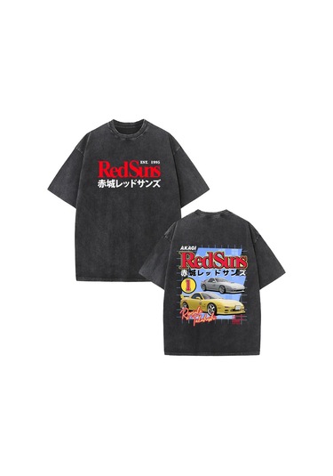 Dshztooma Vintage Kısa Kollu Anime Drift Ae86 Yarış Araba T-shirt Takumi Fujiwara Jdmkırmızıerkek Kirmizi