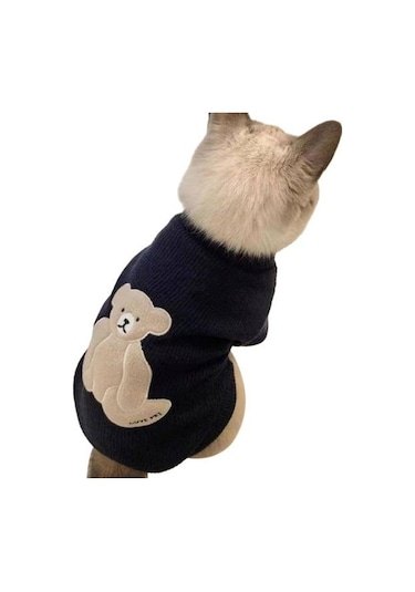 Evcil Hayvan Giysileri Sevimli Ayı Tasarımı 2 Bacaklı Yüksek Streç Kolay Giyilebilir Yumuşak Rahat Sıcak Kedi Kazak