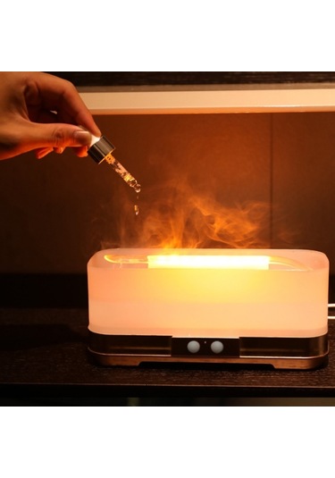 Zamanlama Fonksiyonlu 350ml Simüle Alev Aromaterapi Nemlendirici Altın