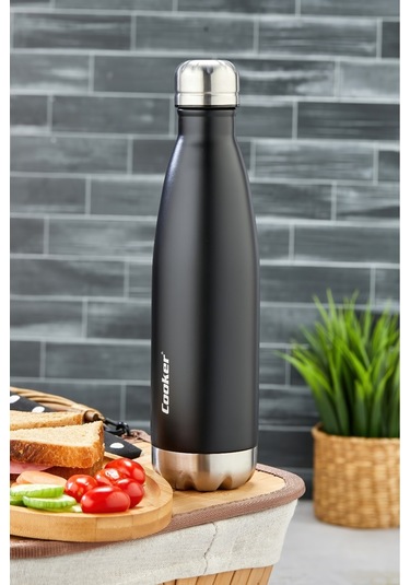 Cooker Hydrokeep 500 Ml Paslanmaz Çelik Şişe Termos Ckr2071 Siyah