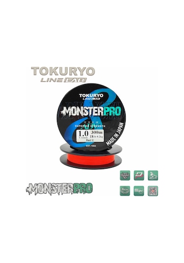 Tokuryo Lıne Lab Monsterpro X8 1.0pe 0.12mm 18ıb 8.2kg Red 300mt