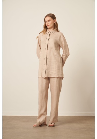 Ftz Women Kadın Ham Keten Takım Beige 31115 Beige
