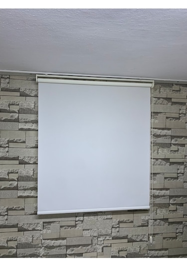 Stor Perde Ekru Renk - Güneşlik Perde - Ev, Ofis - (Etek Düz)
