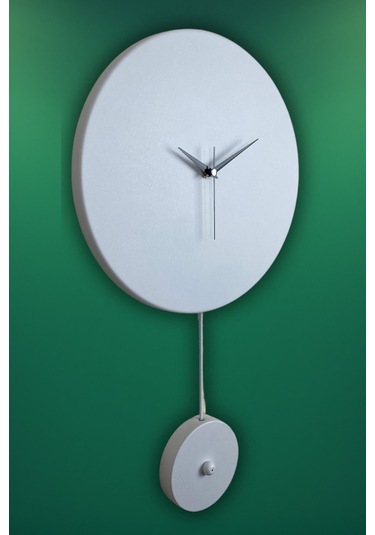 Elis Model Modern Metal Sıvama Akar Sessiz Mekanizmalı Duvar Saati 30 30cm Sarkaç Şeklinde Süs Beyaz