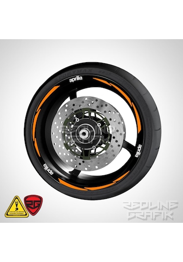 Aprillia Yazılı Turuncu Jant Şeridi Redlinegrafik