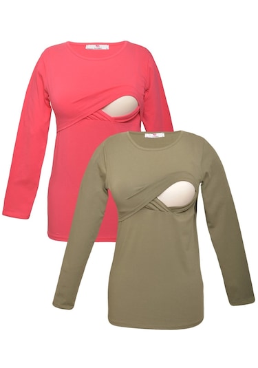 Luvmabelly Myrb2705 2707 Emzirme Tshirt Seti-pembe