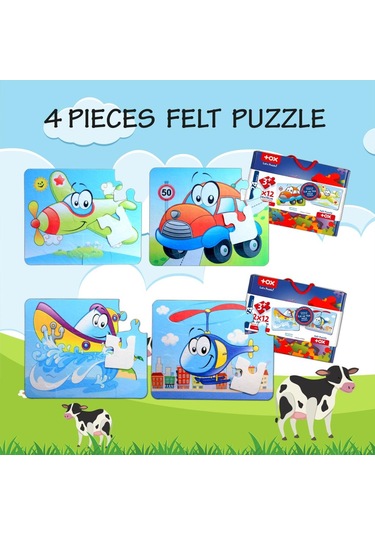 4 Set 48 Parça Tox Uçak. Araba. Tekne Ve Helikopter 3+ Keçe Yap