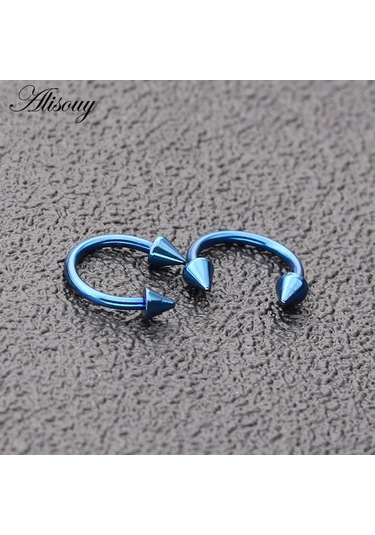 Altın 1 Adet Renkli Paslanmaz Çelik At Nalı Spike Burun Septum Yüzükler Kaş Tragus Küpeler Vücut Pirsing Nariz Takı Piercing 10mm