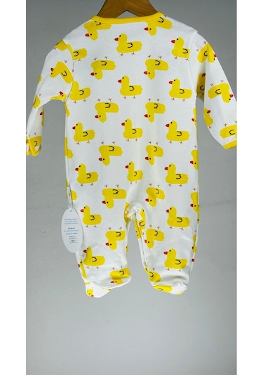 Civcivli %100 Pamuklu Uzun Kollu Çıtçıtlı Bebek Tulum 001