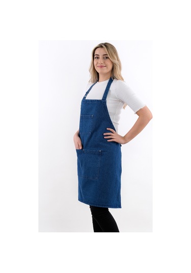 Ayarlanabilir Askılı Kot Mutfak Önlüğü Lacivert