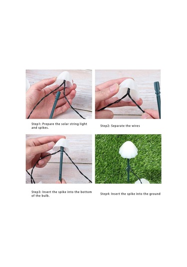 Hombey Güneş Enerjili Mantar Desenli Led Işık Zinciri, 10 Adet, 8 Mod, Su Geçirmez, Bahçe Çimenliği Yol Dekorasyonu, Noel Bayramı Partisi Aydınlatması Beyaz