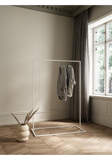 Sort Beyaz Metal Elbise Askılığı Büyük Beyaz1