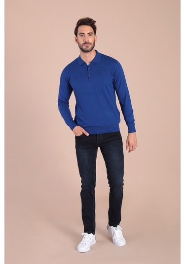 Ferraro Polo Yaka Superfine Yün Kazak - Saks Saks (490432989) Saks