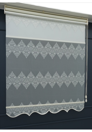 Çift Mekanizmalı Tül+stor Güneşlik Perde Çiftli Sistem - 2 Perde Tek Ürün Ekru