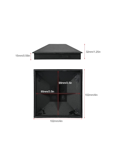 Samdoo 10 Adet 102x102mm Abs Ahşap Çit Kolu Kapakları - Su Ve Uv Koruyucu, Kiriş Çatlak Ve Çürümeyi Önleyen Siyah Fence Post Korumaları