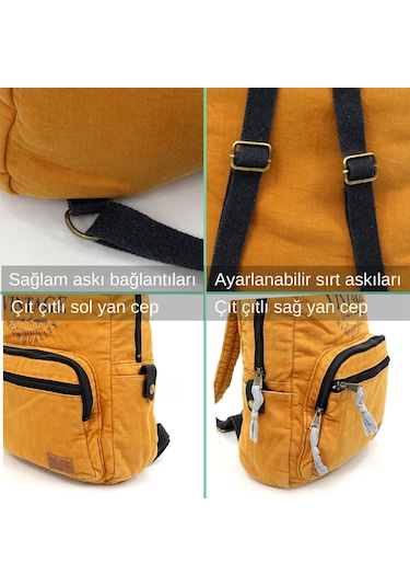 Old Cotton 5055 Turuncu Vintage Sırt Okul Seyahat Çantası Turuncu