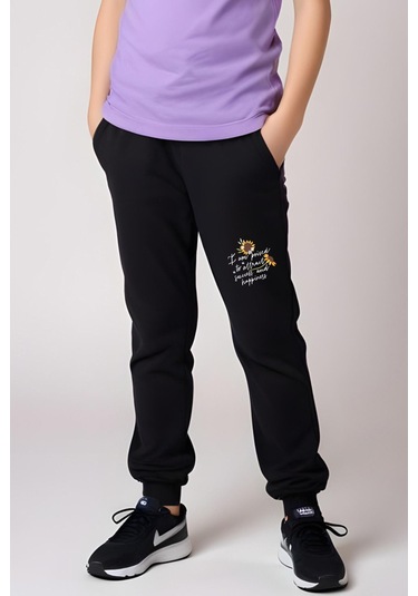 I Am Poised Baskılı Kız Çocuk Tişört Ve Eşofman Alt-üst Takım Lila