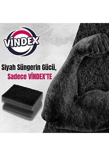 Vindex Siyah Bulaşık Süngeri 4'lü