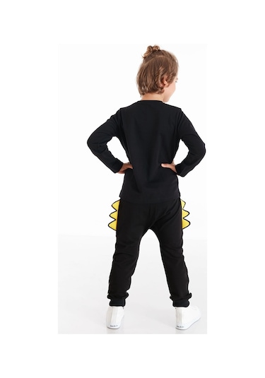 Denokids Rap Dino Erkek Çocuk Pantolon Takım Siyah
