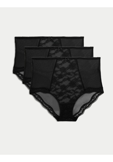 Marks & Spencer 3 Lü Dantelli Full Brief Külot Siyah