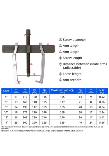 Raylı İki Ayaklı Rulman Çektirme 6 İnç 150 Mm Dövme Çelik