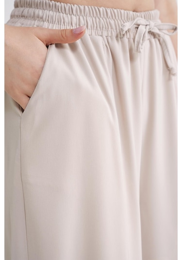 4307 Kadın Beli Lastikli Parçalı Şalvar Pantolon Taş Taş