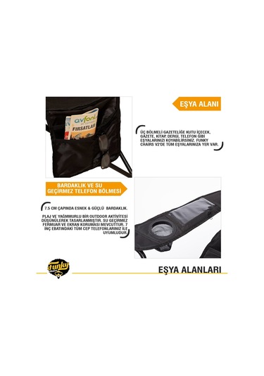 FUNKY CHAIRS Cool Ice Siyah Kamp Sandalyesi XL Siyah