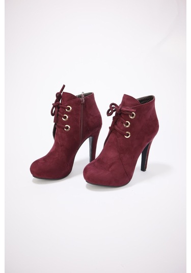 Kadın Nubuk Uzun Topuklu Ayakkabı Bordo