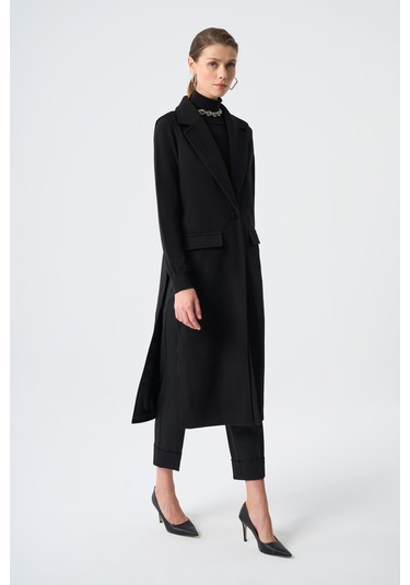 Kaşe Doku Akseuarlı Siyah Yelek 001