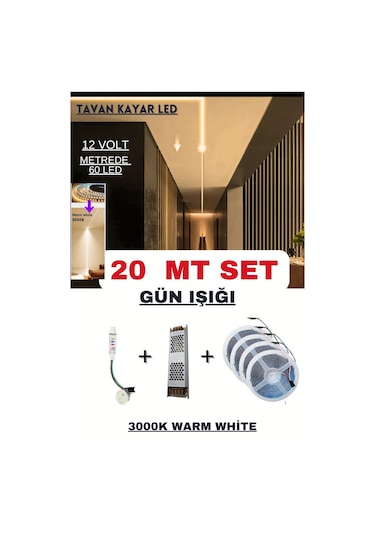 Tavan Akışkan Piksel Kayar Led Sistemi 12 Volt Kit / 20 Metre /3000k Günışığı